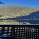 A view of a lake from the deck.